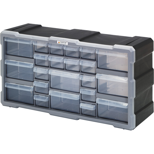 Drawer Cabinet, Plastic, 22 Drawers, 19-1/2" x 6-1/4" x 10", Black Toolneeds Inc.