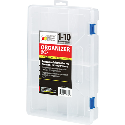 Plastic Compartment Box, 7.75" W x 11.75" D x 2.2" H, 10 Compartments Toolneeds Inc.