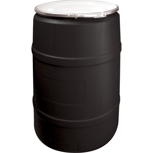 Barils en poly&eacute;thyl&egrave;ne, 55 gal. US (45 gal. imp.), Dessus ouvert, Noir Toolneeds Inc.