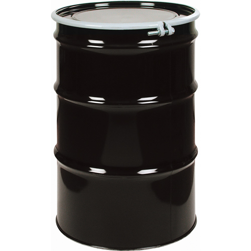 Barils en acier, 55 gal. US (45 gal. imp.), Non doubl&eacute;, Noir, Dessus ouvert, 1A2/Y1.4/140, Calibre 20 Toolneeds Inc.