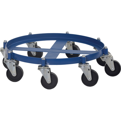 Octagon Drum Dolly, Steel, 2000 lbs. Capacity, 27-1/16" Diameter, Cast Iron Casters Toolneeds Inc.