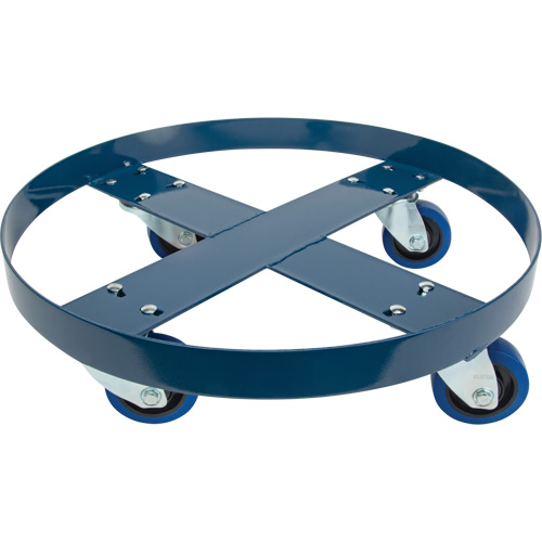 Drum Dolly, Steel, 1400 lbs. Capacity, 24" Diameter, Blue Elastic Casters Toolneeds Inc.