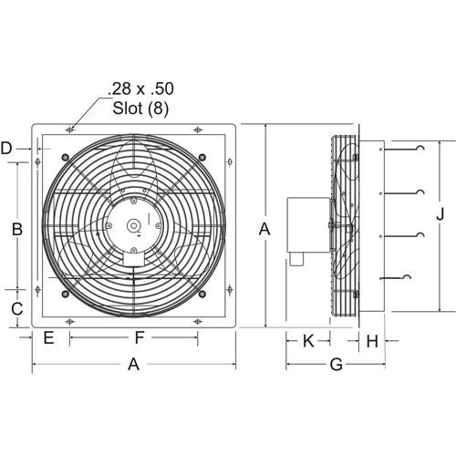 Ventilateurs d'&eacute;vacuation &agrave; volets, 2,38" p x 10" ha Toolneeds Inc.
