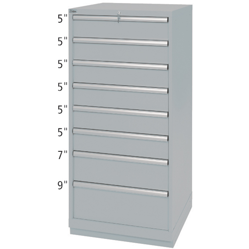 Drawer Cabinets, 8 Drawers, 28-1/4" W x 28-1/2" D x 59-1/2" H, Grey Toolneeds Inc.
