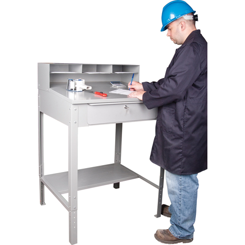 Open Floor Style Shop Desk, 34-1/2" W x 30" D x 53" H, Grey Toolneeds Inc.