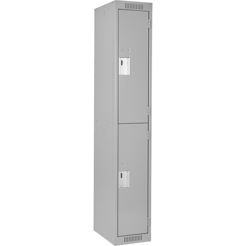 Clean Line Lockers, 2 -tier, 12" x 18" x 72", Steel, Grey, Rivet (Assembled) Toolneeds Inc.