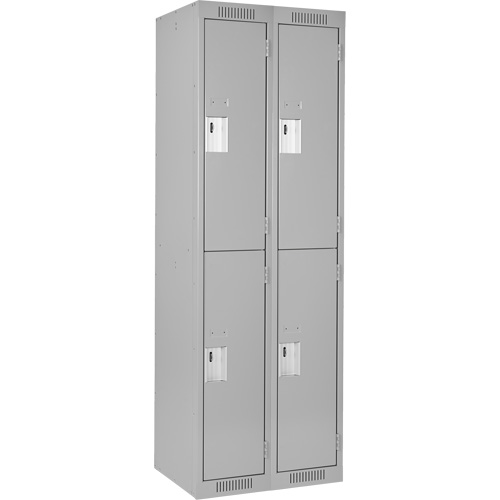 Clean Line Lockers, 2 -tier, Bank of 2, 24" x 18" x 72", Steel, Grey, Rivet (Assembled) Toolneeds Inc.