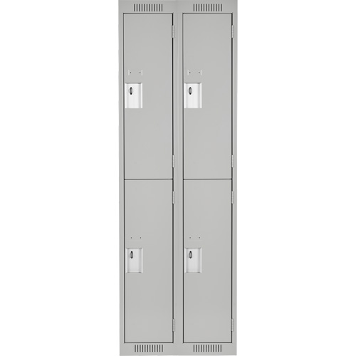 Clean Line Lockers, 2 -tier, Bank of 2, 24" x 18" x 72", Steel, Grey, Rivet (Assembled) Toolneeds Inc.