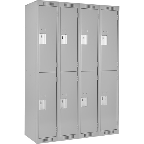 Clean Line Lockers, 2 -tier, Bank of 4, 48" x 18" x 72", Steel, Grey, Rivet (Assembled) Toolneeds Inc.