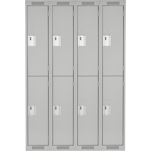 Clean Line Lockers, 2 -tier, Bank of 4, 48" x 18" x 72", Steel, Grey, Rivet (Assembled) Toolneeds Inc.