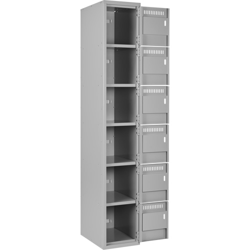 Clean Line Lockerettes, 6 -tier, Bank of 4, 48" x 18" x 72", Steel, Grey, Rivet (Assembled) Toolneeds Inc.