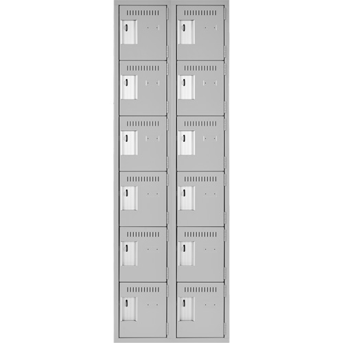 Clean Line Lockerettes, 6 -tier, Bank of 2, 24" x 18" x 72", Steel, Grey, Rivet (Assembled) Toolneeds Inc.