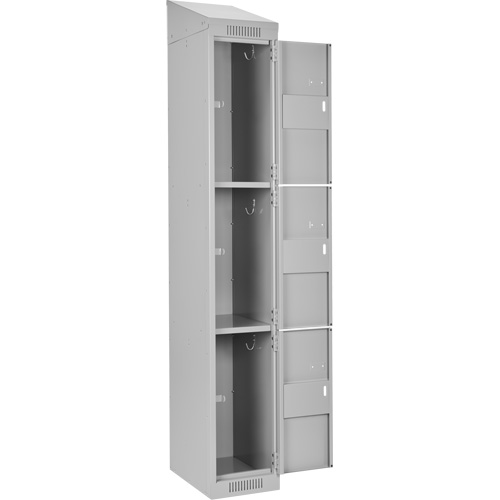 Clean Line Lockers, 3 -tier, Bank of 4, 48" x 18" x 78", Steel, Grey, Rivet (Assembled) Toolneeds Inc.