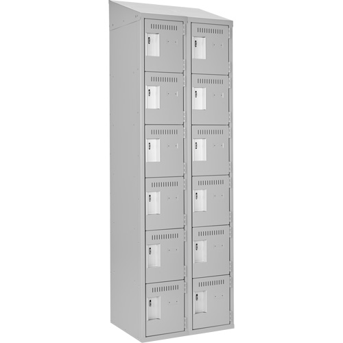Clean Line Lockerette , 6 -tier, Bank of 2, 24" x 18" x 78", Steel, Grey, Rivet (Assembled) Toolneeds Inc.