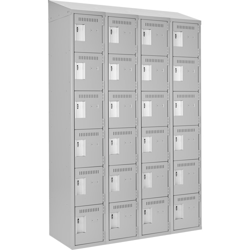 Clean Line Lockerette , 6 -tier, Bank of 4, 48" x 18" x 78", Steel, Grey, Rivet (Assembled) Toolneeds Inc.