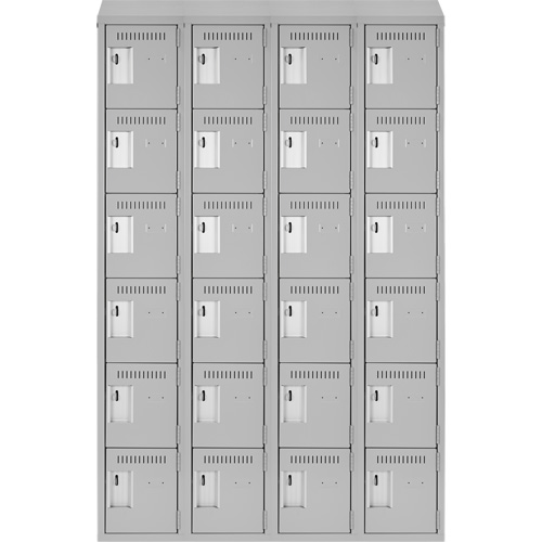 Clean Line Lockerette , 6 -tier, Bank of 4, 48" x 18" x 78", Steel, Grey, Rivet (Assembled) Toolneeds Inc.