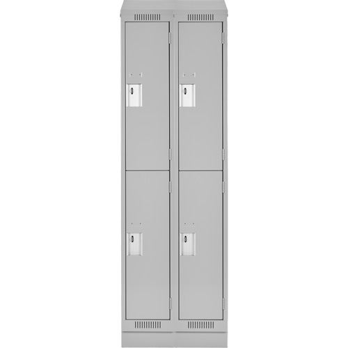 Clean Line Lockers, 2 -tier, Bank of 2, 24" x 18" x 82", Steel, Grey, Rivet (Assembled) Toolneeds Inc.