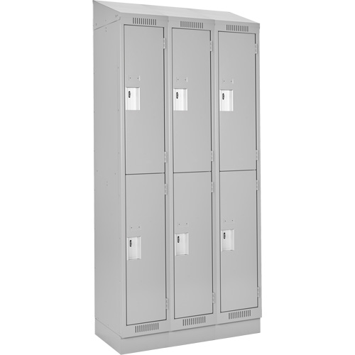 Clean Line Lockers, 2 -tier, Bank of 3, 36" x 18" x 82", Steel, Grey, Rivet (Assembled) Toolneeds Inc.