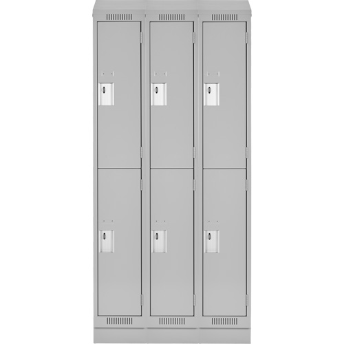 Clean Line Lockers, 2 -tier, Bank of 3, 36" x 18" x 82", Steel, Grey, Rivet (Assembled) Toolneeds Inc.