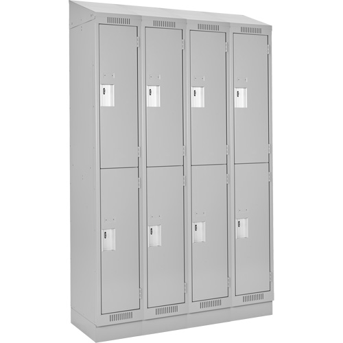 Clean Line Lockers, 2 -tier, Bank of 4, 48" x 18" x 82", Steel, Grey, Rivet (Assembled) Toolneeds Inc.
