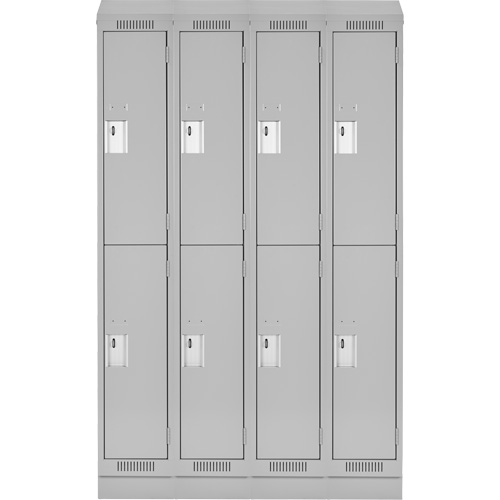 Clean Line Lockers, 2 -tier, Bank of 4, 48" x 18" x 82", Steel, Grey, Rivet (Assembled) Toolneeds Inc.