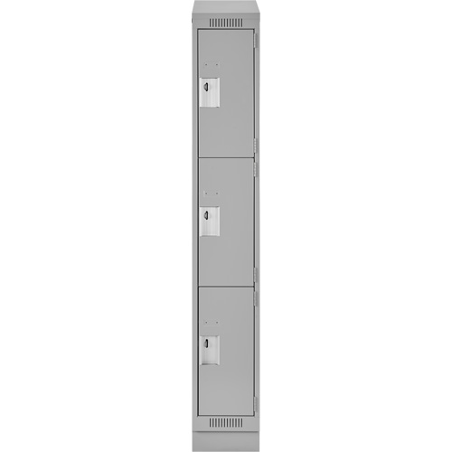 Clean Line Lockers, 3 -tier, 12" x 18" x 82", Steel, Grey, Rivet (Assembled) Toolneeds Inc.