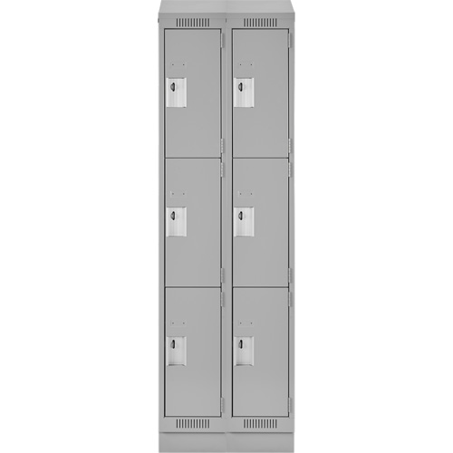 Clean Line Lockers, 3 -tier, Bank of 2, 24" x 18" x 82", Steel, Grey, Rivet (Assembled) Toolneeds Inc.
