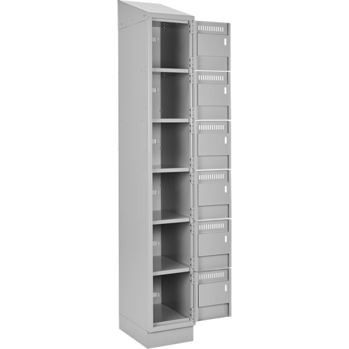 Clean Line Lockerette, 6 -tier, Bank of 4, 48" x 18" x 82", Steel, Grey, Rivet (Assembled) Toolneeds Inc.