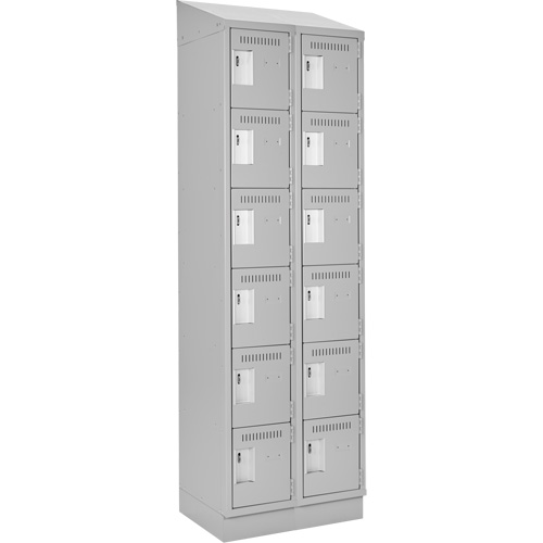 Clean Line Lockerette, 6 -tier, Bank of 2, 24" x 18" x 82", Steel, Grey, Rivet (Assembled) Toolneeds Inc.