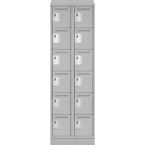 Clean Line Lockerette, 6 -tier, Bank of 2, 24" x 18" x 82", Steel, Grey, Rivet (Assembled) Toolneeds Inc.