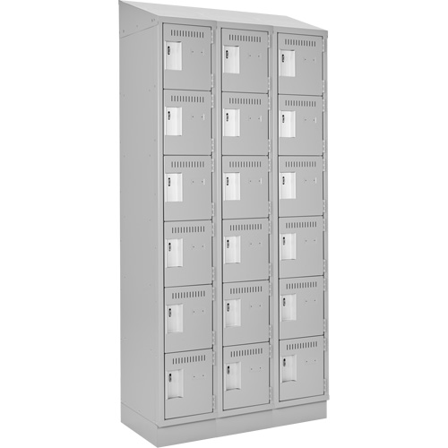 Clean Line Lockerette, 6 -tier, Bank of 3, 36" x 18" x 82", Steel, Grey, Rivet (Assembled) Toolneeds Inc.