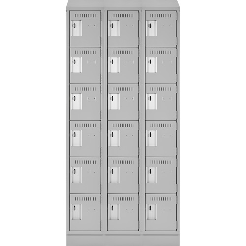 Clean Line Lockerette, 6 -tier, Bank of 3, 36" x 18" x 82", Steel, Grey, Rivet (Assembled) Toolneeds Inc.