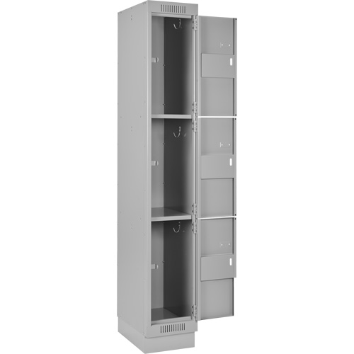 Clean Line Lockers, 3 -tier, Bank of 4, 48" x 18" x 76", Steel, Grey, Rivet (Assembled) Toolneeds Inc.