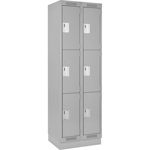 Clean Line Lockers, 3 -tier, Bank of 2, 24" x 18" x 76", Steel, Grey, Rivet (Assembled) Toolneeds Inc.