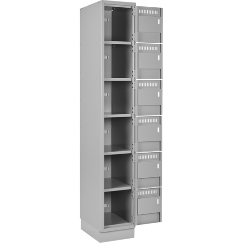 Clean Line Lockerette, 6 -tier, Bank of 3, 36" x 18" x 76", Steel, Grey, Rivet (Assembled) Toolneeds Inc.