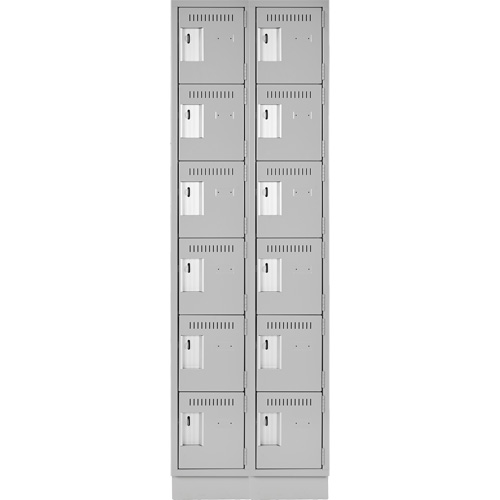 Clean Line Lockerette, 6 -tier, Bank of 2, 24" x 18" x 76", Steel, Grey, Rivet (Assembled) Toolneeds Inc.