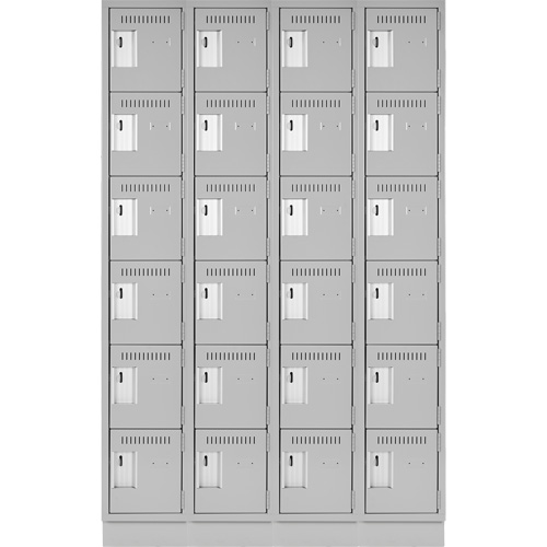 Clean Line Lockerette, 6 -tier, Bank of 4, 48" x 18" x 76", Steel, Grey, Rivet (Assembled) Toolneeds Inc.