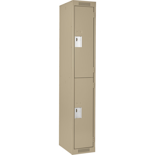 Clean Line Lockers, 2 -tier, 12" x 18" x 72", Steel, Beige, Rivet (Assembled) Toolneeds Inc.
