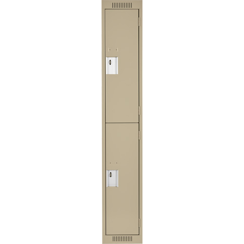 Clean Line Lockers, 2 -tier, 12" x 18" x 72", Steel, Beige, Rivet (Assembled) Toolneeds Inc.