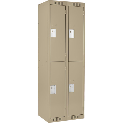 Clean Line Lockers, 2 -tier, Bank of 2, 24" x 18" x 72", Steel, Beige, Rivet (Assembled) Toolneeds Inc.