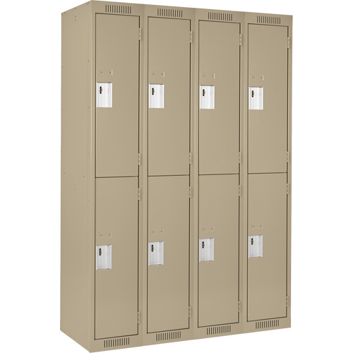 Clean Line Lockers, 2 -tier, Bank of 4, 48" x 18" x 72", Steel, Beige, Rivet (Assembled) Toolneeds Inc.