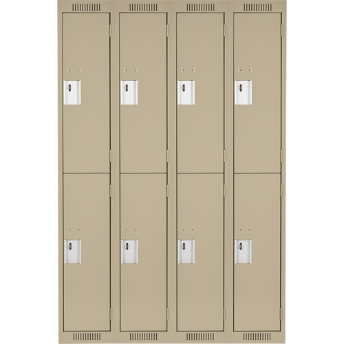 Clean Line Lockers, 2 -tier, Bank of 4, 48" x 18" x 72", Steel, Beige, Rivet (Assembled) Toolneeds Inc.