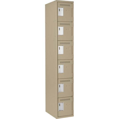 Clean Line Lockerette, 6 -tier, 12" x 18" x 72", Steel, Beige, Rivet (Assembled) Toolneeds Inc.