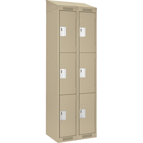 Clean Line Lockers, 3 -tier, Bank of 2, 24" x 18" x 78", Steel, Beige, Rivet (Assembled) Toolneeds Inc.