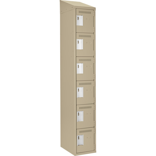 Clean Line Lockerette, 6 -tier, 12" x 18" x 78", Steel, Beige, Rivet (Assembled) Toolneeds Inc.