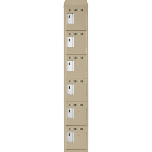 Clean Line Lockerette, 6 -tier, 12" x 18" x 78", Steel, Beige, Rivet (Assembled) Toolneeds Inc.