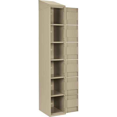 Clean Line Lockerette, 6 -tier, Bank of 3, 36" x 18" x 78", Steel, Beige, Rivet (Assembled) Toolneeds Inc.