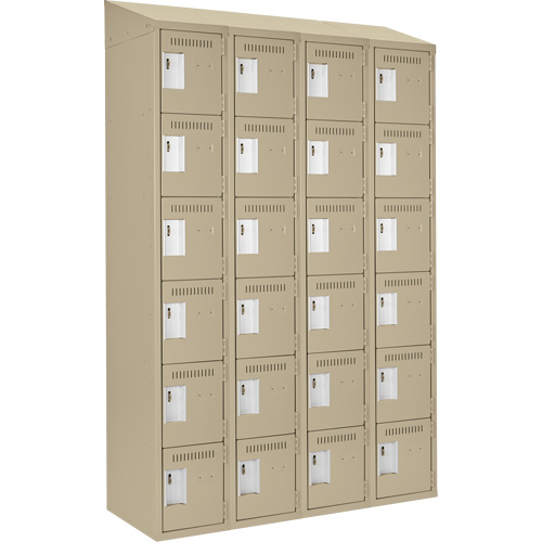 Clean Line Lockerette, 6 -tier, Bank of 4, 48" x 18" x 78", Steel, Beige, Rivet (Assembled) Toolneeds Inc.