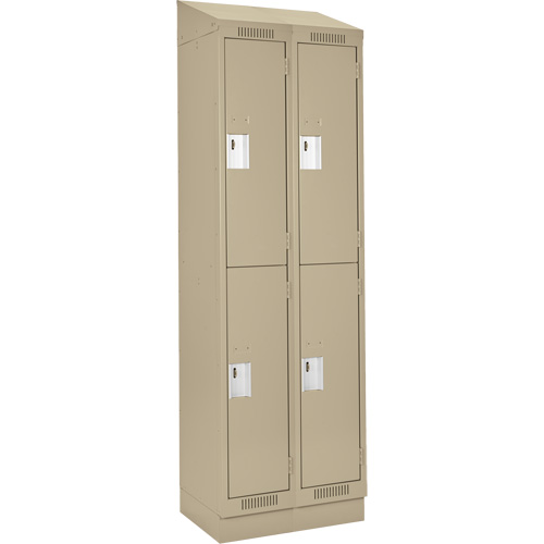 Clean Line Lockers, 2 -tier, Bank of 2, 24" x 18" x 82", Steel, Beige, Rivet (Assembled) Toolneeds Inc.