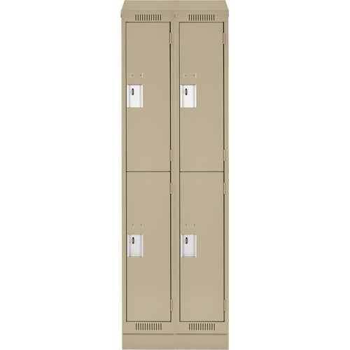 Clean Line Lockers, 2 -tier, Bank of 2, 24" x 18" x 82", Steel, Beige, Rivet (Assembled) Toolneeds Inc.